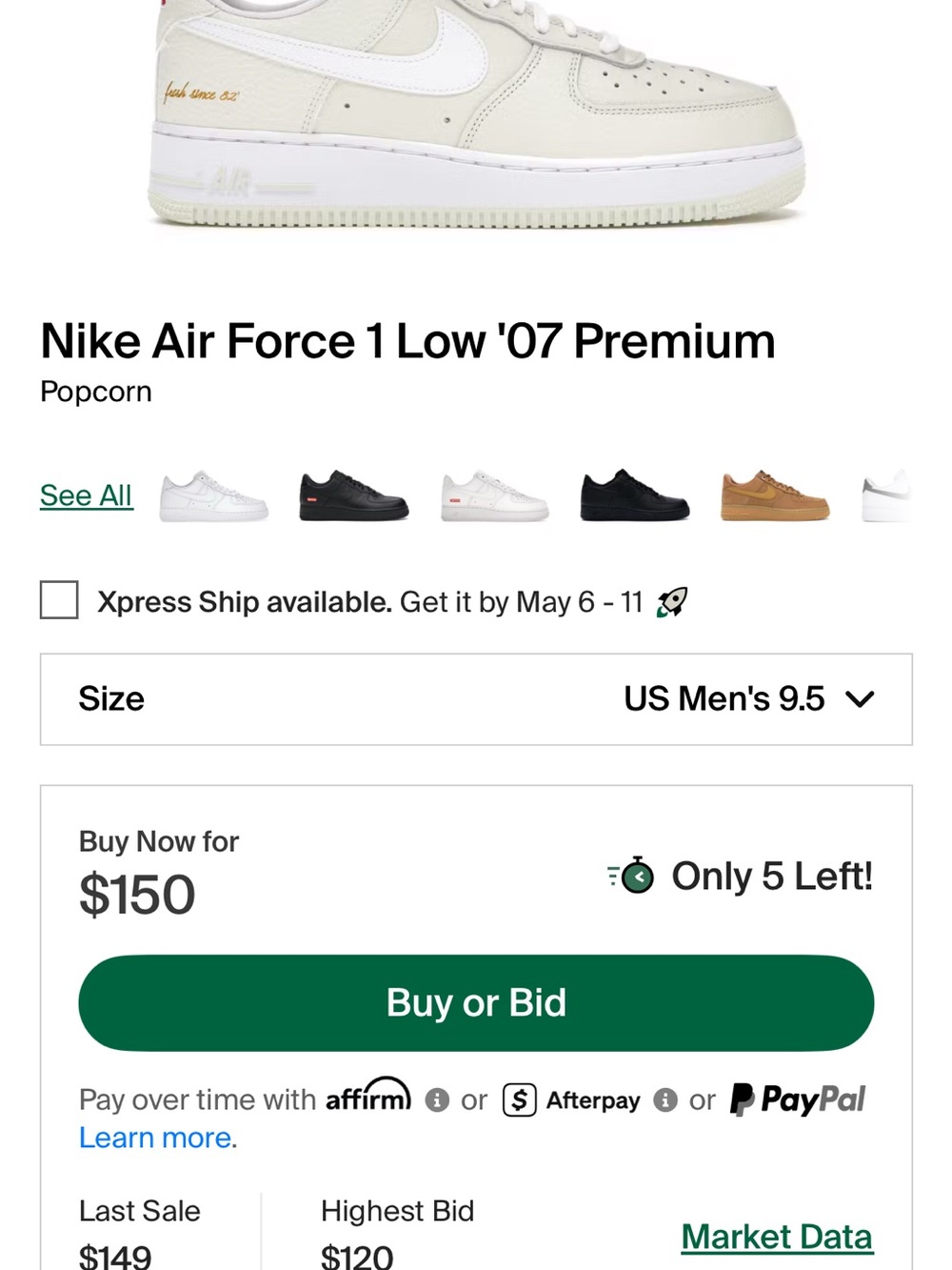 Nike Air Force 1 Low 'Popcorn' in Pale Yellow & White - Picture 3 of 3